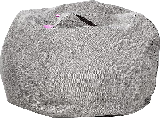 Posh Creations Bean Bag Chair for Kids, Teens, and Adults Includes Removable and Machine Washable Cover, Heather Gray, 27in - Medium