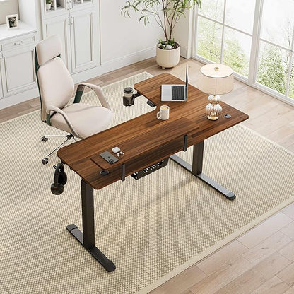 EUREKA ERGONOMIC Standing Desk Electric Adjustable Height (61"x43") Computer Desk with Keyboard Tray, Sit Stand Desk L Shaped Desk for Work/Home Office,Dual Motor,Memory Presets,2 USB/RGB,Walnut/Left