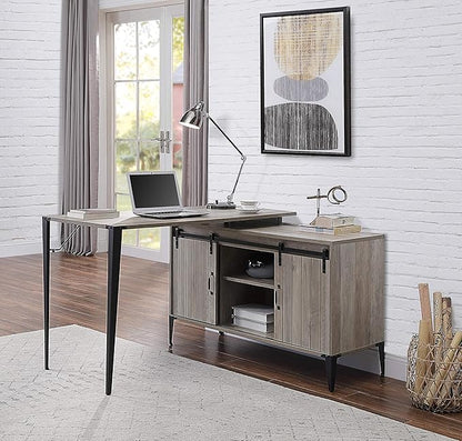 NicBex Laik-DW-00069-DX Desks, 48" W x 48" D x 31" H, Gray Oak+Black