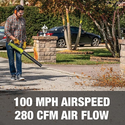 Sun Joe 24V-TB-LTE 24-Volt IONMAX Jet Blower Cordless Compact Turbine Leaf Blower 100-MPH, Kit (w/2.0-Ah Battery + Quick Charger)