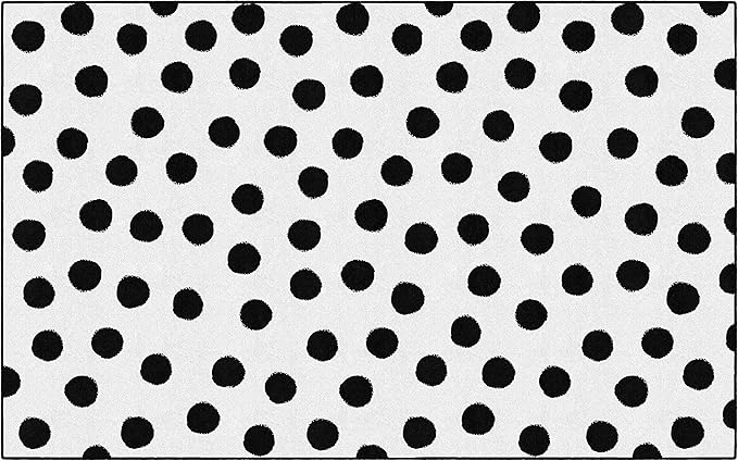 Flagship Carpets Schoolgirl Style Picasso Painted Dots Classroom Area Rug for Indoor Classroom Learning or Kid Bedroom Educational Play Mat, 7'6"x12', White
