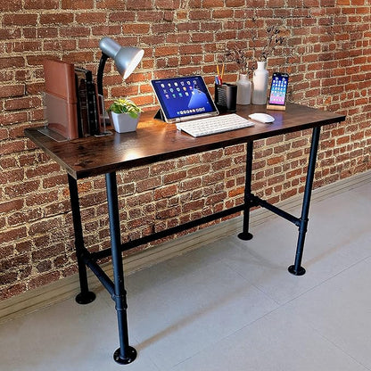 Industrial Pipe Desk Work From Home Set Up, Rustic Industrial Desk Home, Rustic Pipe Table With Industrial Pipe Desk Industrial Computer Desk Workstation Metal Industrial Desk Style Modern Study Desk
