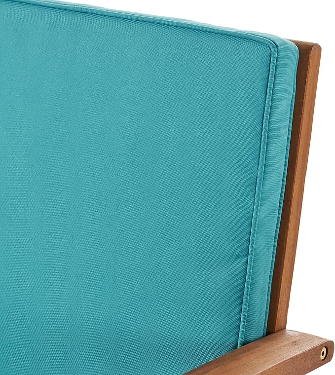 Christopher Knight Home Carolina Outdoor Acacia Wood Sofa Set with Water Resistant Cushions, 4-Pcs Set, Brown Patina / Teal