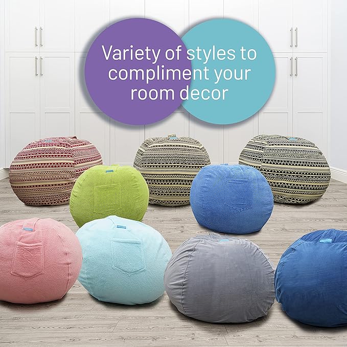 EMMandSOPHIE Kids Bean Bag Chair - Bean Bag Chair Kids- Toddler Bean Bag Chair- Bean Bag Stuffed Animal Storage -Bean Bag Chairs for Kids -Stuffed Animal Bean Bag Storage - Kid Bean Bag Chair