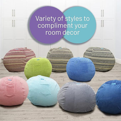 EMMandSOPHIE Stuffed Animal Storage Bean Bag Chair-Kids Bean Bag Chairs-Bean Bag Chair Kids-Beanbag Chairs for Kids and Teens-Stuffed Animal Holder-Stuffed Animal Bean Bag Storag