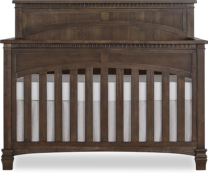 Evolur Santa Fe 5-in-1 Convertible Crib, Full Size Bed Rail, Antique Brown, Greenguard Gold Certified, 3 Mattress Heights