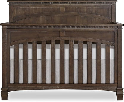 Evolur Santa Fe 5-in-1 Convertible Crib, Full Size Bed Rail, Antique Brown, Greenguard Gold Certified, 3 Mattress Heights