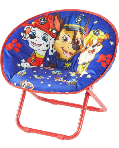 Paw Patrol Chase, Rubble and Marshall Toddler 19” Folding Saucer™ Chair with Metal Frame, Ages 3+