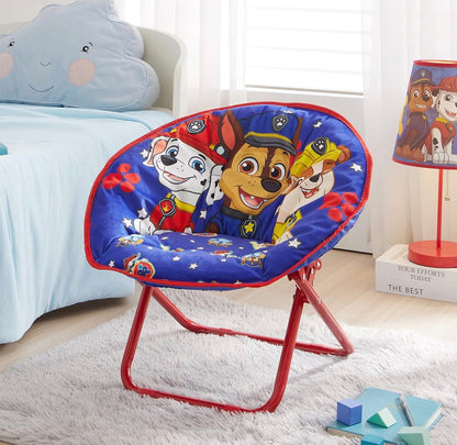 Paw Patrol Chase, Rubble and Marshall Toddler 19” Folding Saucer™ Chair with Metal Frame, Ages 3+