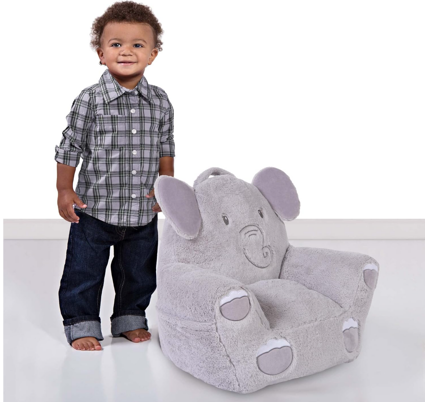 Elephant Toddler Chair Plush Character Kids Chair Comfy Pillow Chair for Boys and Girls, 19 in x 20 in x 16 in