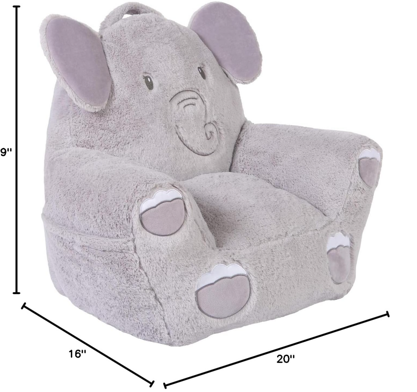 Elephant Toddler Chair Plush Character Kids Chair Comfy Pillow Chair for Boys and Girls, 19 in x 20 in x 16 in