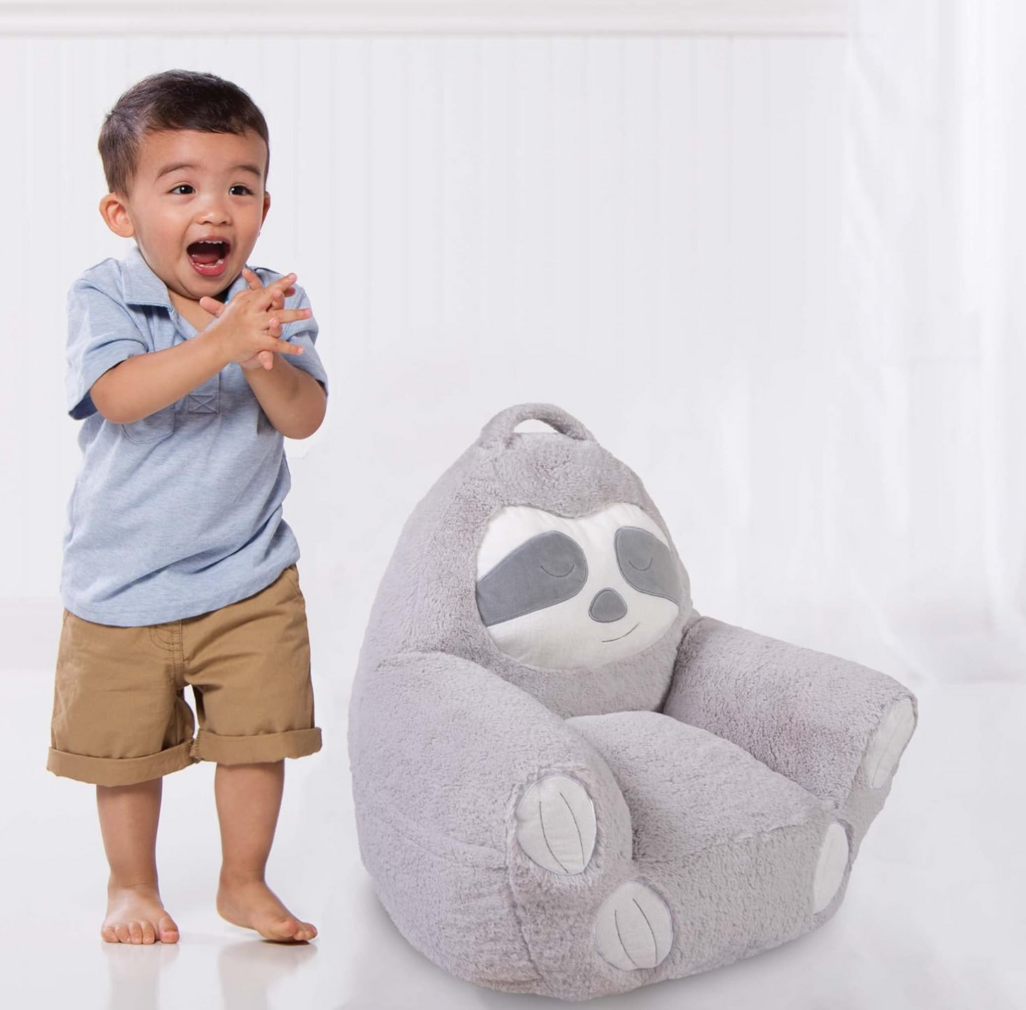 Trend Lab Sloth Toddler Chair Plush Character Kids Chair Comfy Furniture Pillow Chair for Boys and Girls, 21 x 19 x 19 inches