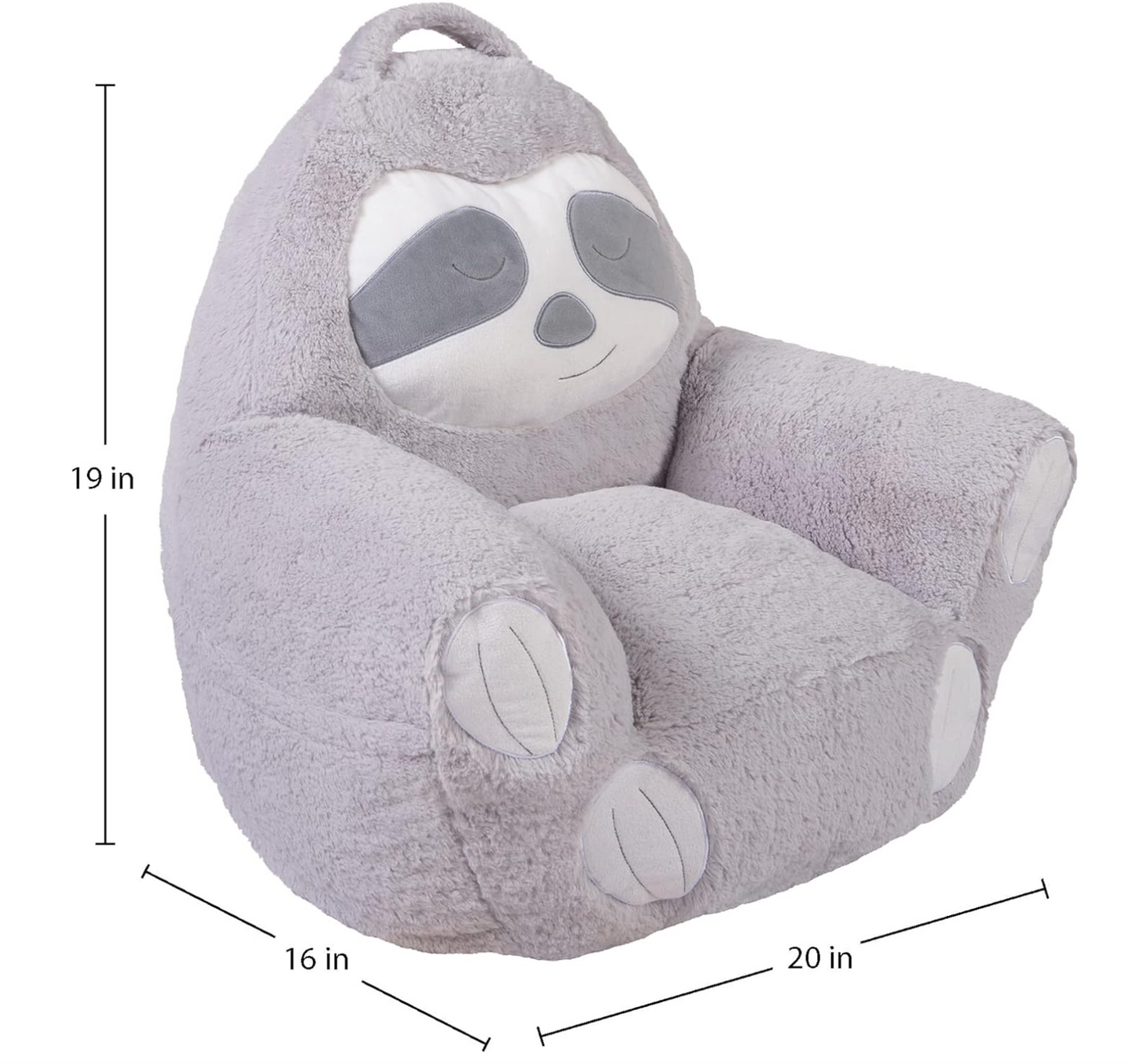 Trend Lab Sloth Toddler Chair Plush Character Kids Chair Comfy Furniture Pillow Chair for Boys and Girls, 21 x 19 x 19 inches