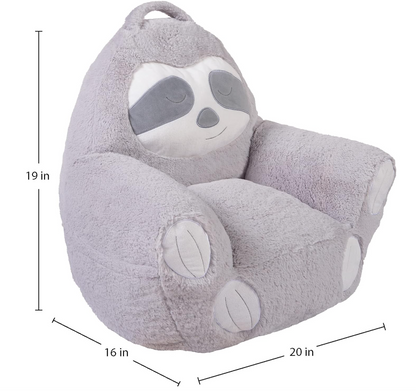 Trend Lab Sloth Toddler Chair Plush Character Kids Chair Comfy Furniture Pillow Chair for Boys and Girls, 21 x 19 x 19 inches