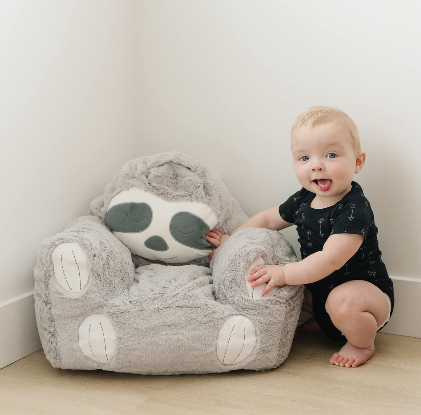 Trend Lab Sloth Toddler Chair Plush Character Kids Chair Comfy Furniture Pillow Chair for Boys and Girls, 21 x 19 x 19 inches